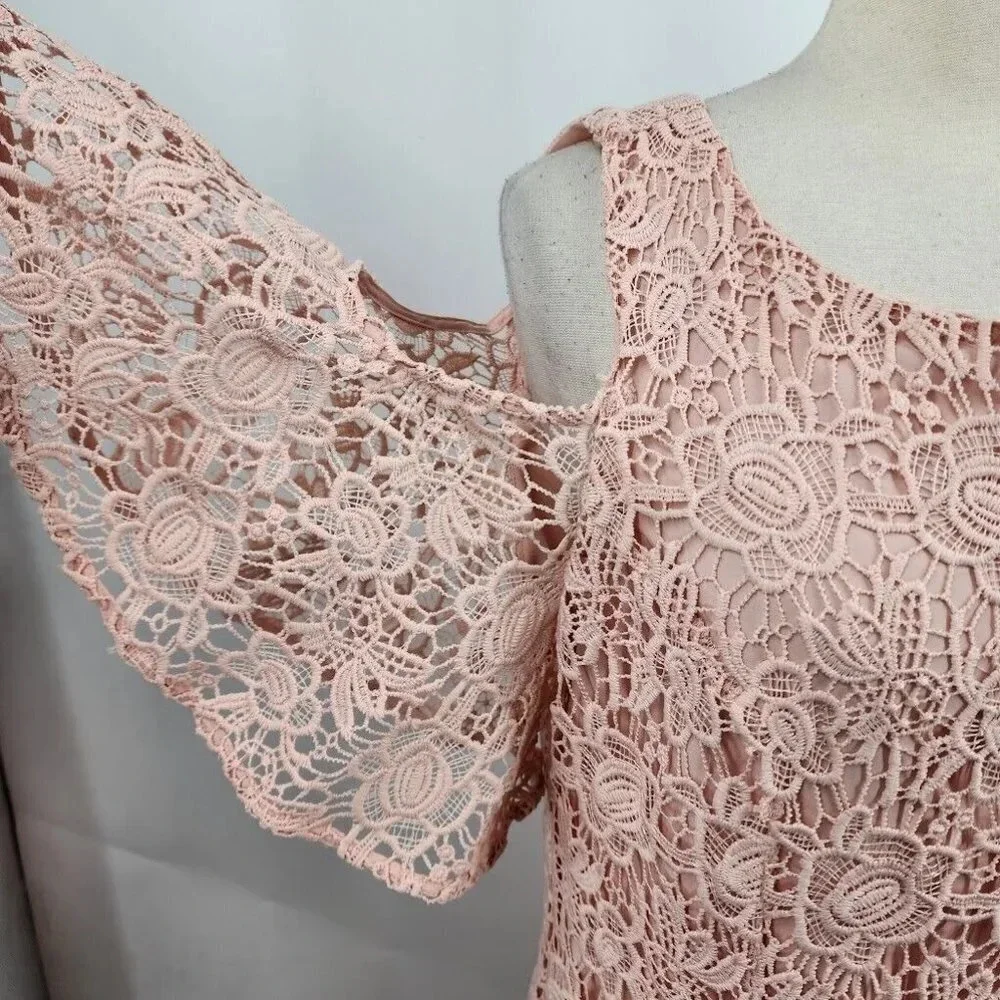 Nanette Lepore Women's Flutter Cold Shoulder‎ Lace Sheath Casual Dress Size 8